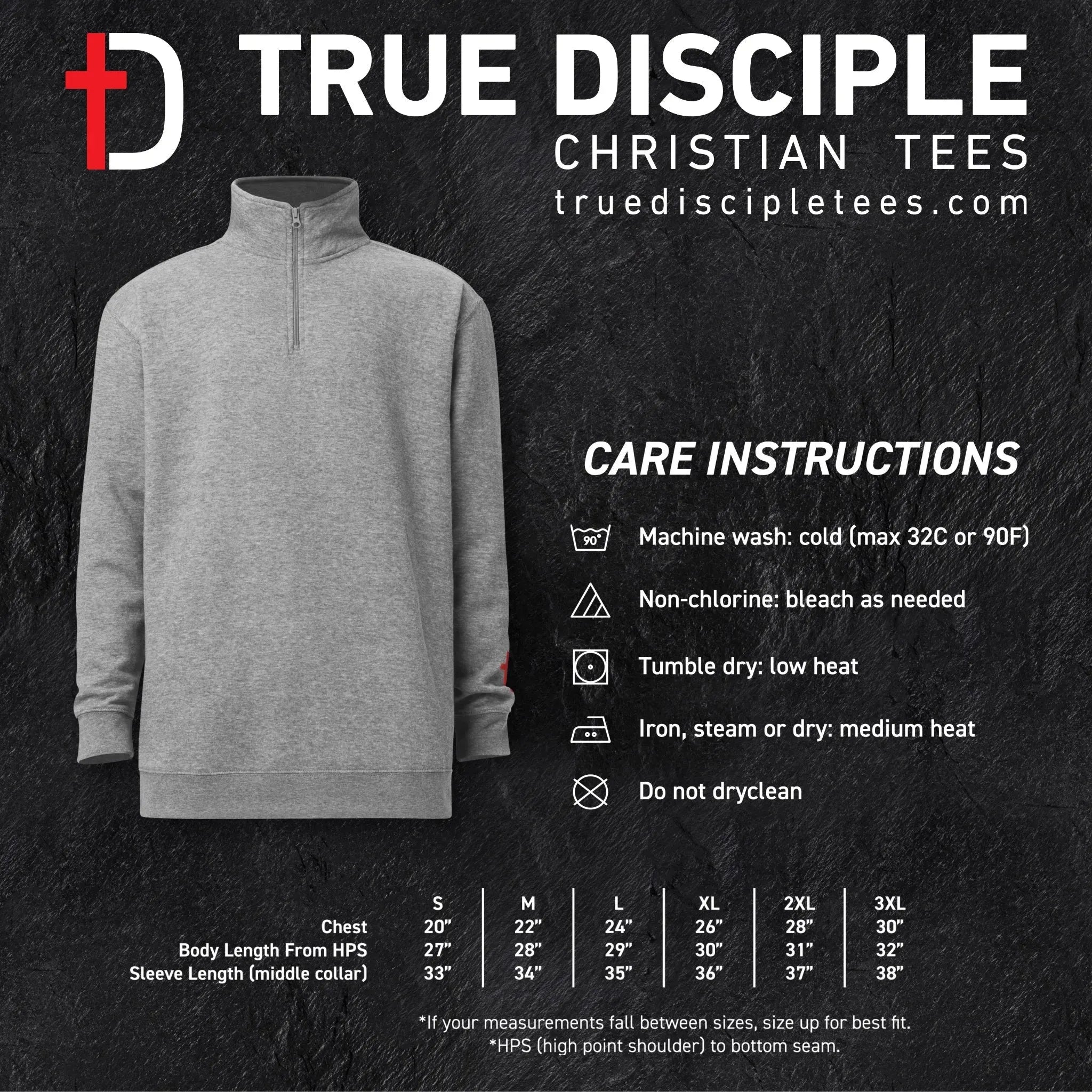 Fleece-Pullover-Care-Instructions-True Disciple Tees